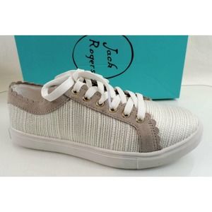 Jack Rogers Teagan Lace Up Fashion Sneakers Ecru Dove Size 9